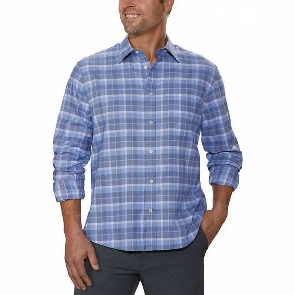 Tommy Hilfiger Cotton Long Sleeve Button Down in Blue Plaid - Size L - Picture 1 of 9